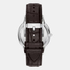 Men Quartz Beige Dial Analog Leather Watch AR11783