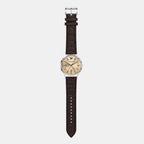 Men Quartz Beige Dial Analog Leather Watch AR11783
