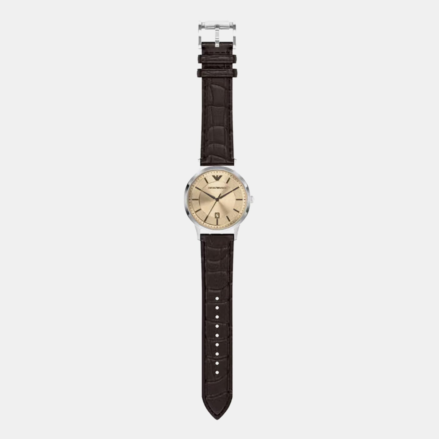 Men Quartz Beige Dial Analog Leather Watch AR11783