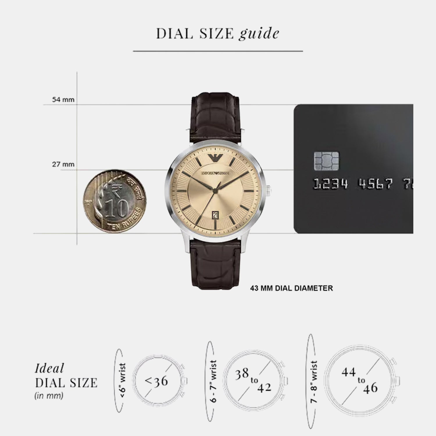 Men Quartz Beige Dial Analog Leather Watch AR11783