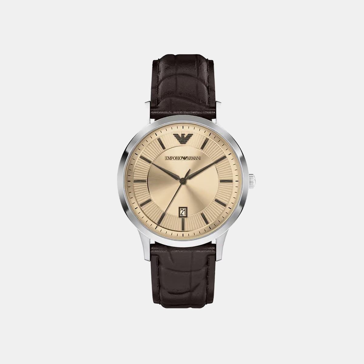 Men Quartz Silver Dial Analog Leather Watch AR11783