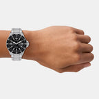 Men Solar Black Dial Analog Stainless Steel Watch AR11787