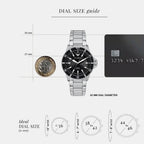 Men Solar Black Dial Analog Stainless Steel Watch AR11787