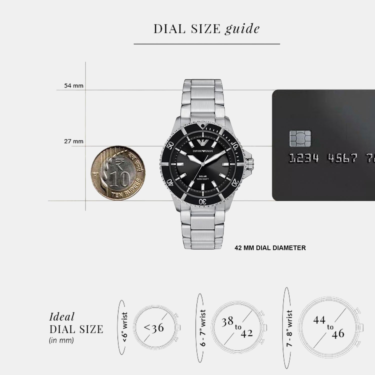 Men Solar Black Dial Analog Stainless Steel Watch AR11787