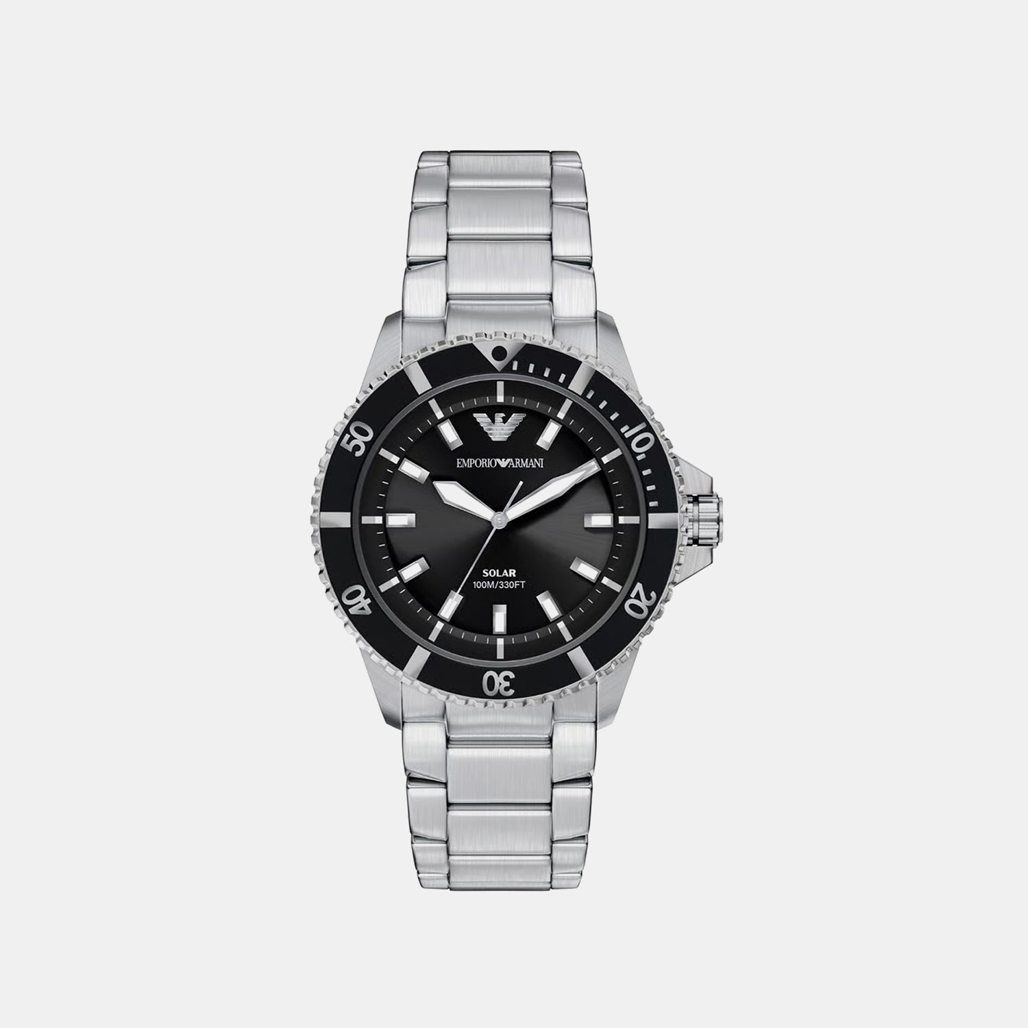 Men Solar Black Dial Analog Stainless Steel Watch AR11787