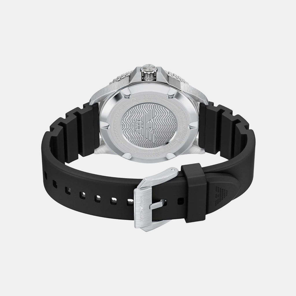 Men Solar Black Dial Analog Silicone Watch AR11788