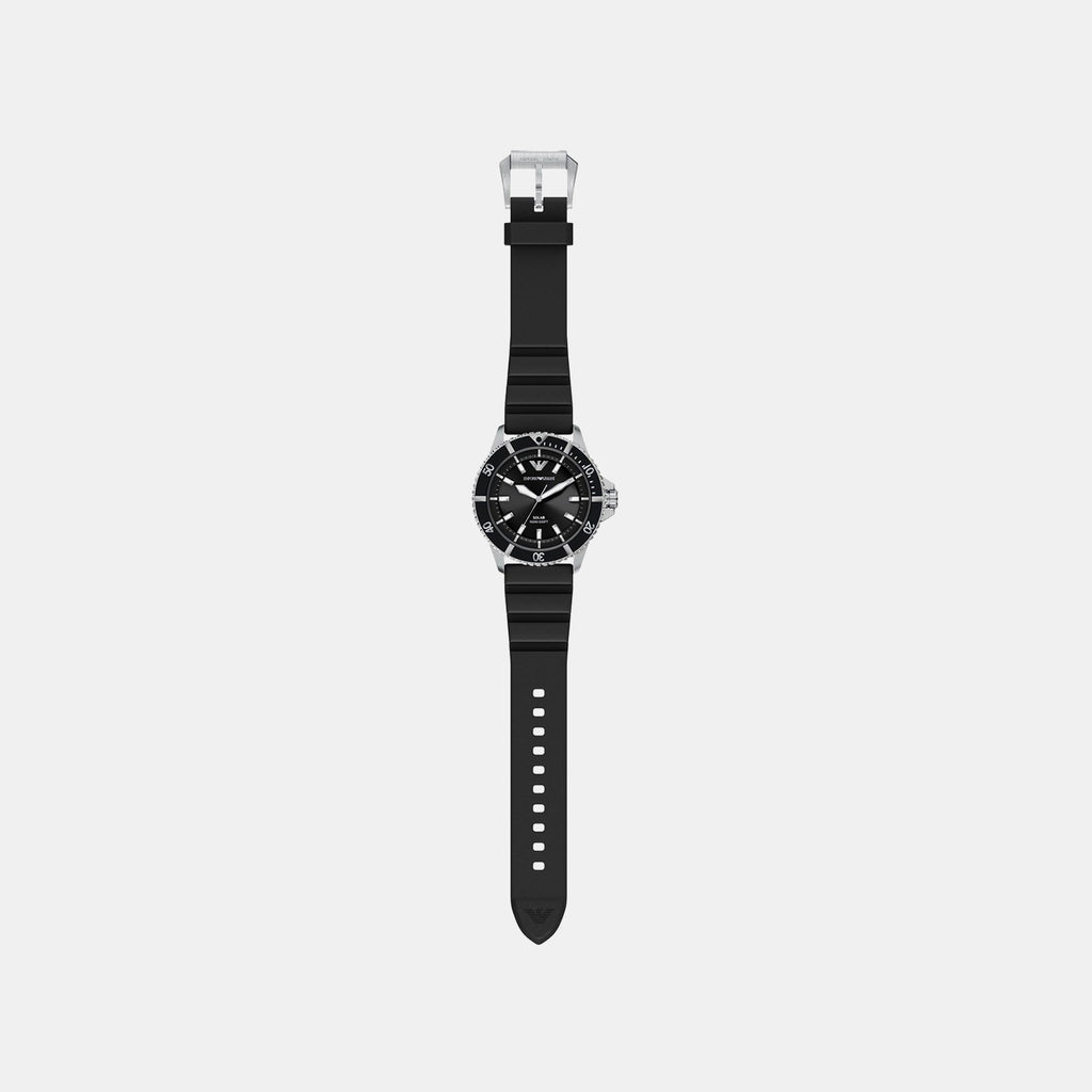 Men Solar Black Dial Analog Silicone Watch AR11788