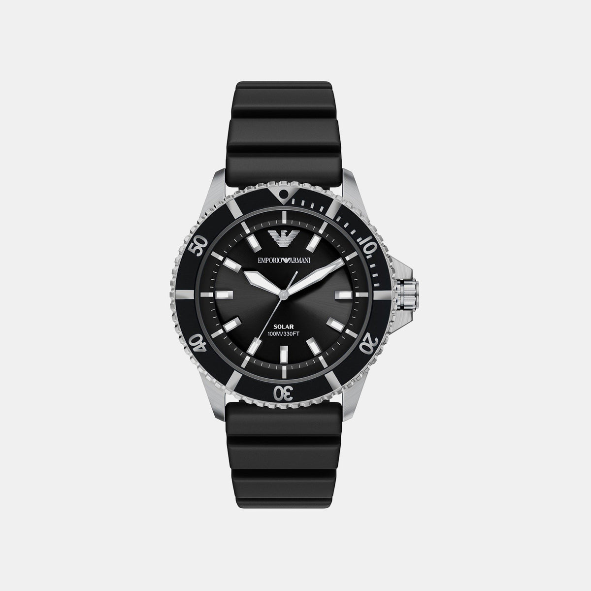 Men Solar Black Dial Analog Silicone Watch AR11788