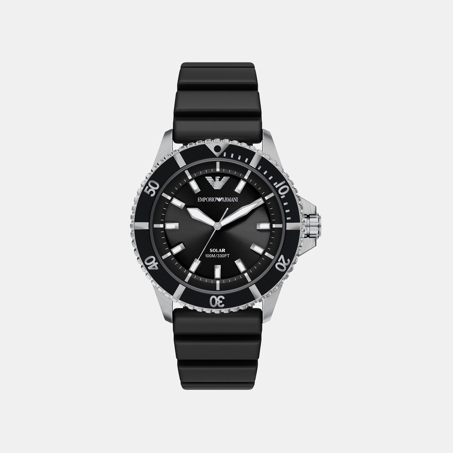 Men Solar Black Dial Analog Silicone Watch AR11788