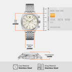 Men Quartz Ivory Dial Chronograph Stainless Steel Watch AR11800