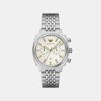 Men Quartz Ivory Dial Chronograph Stainless Steel Watch AR11800
