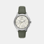 Men Quartz Ivory Dial Chronograph Leather Watch AR11801