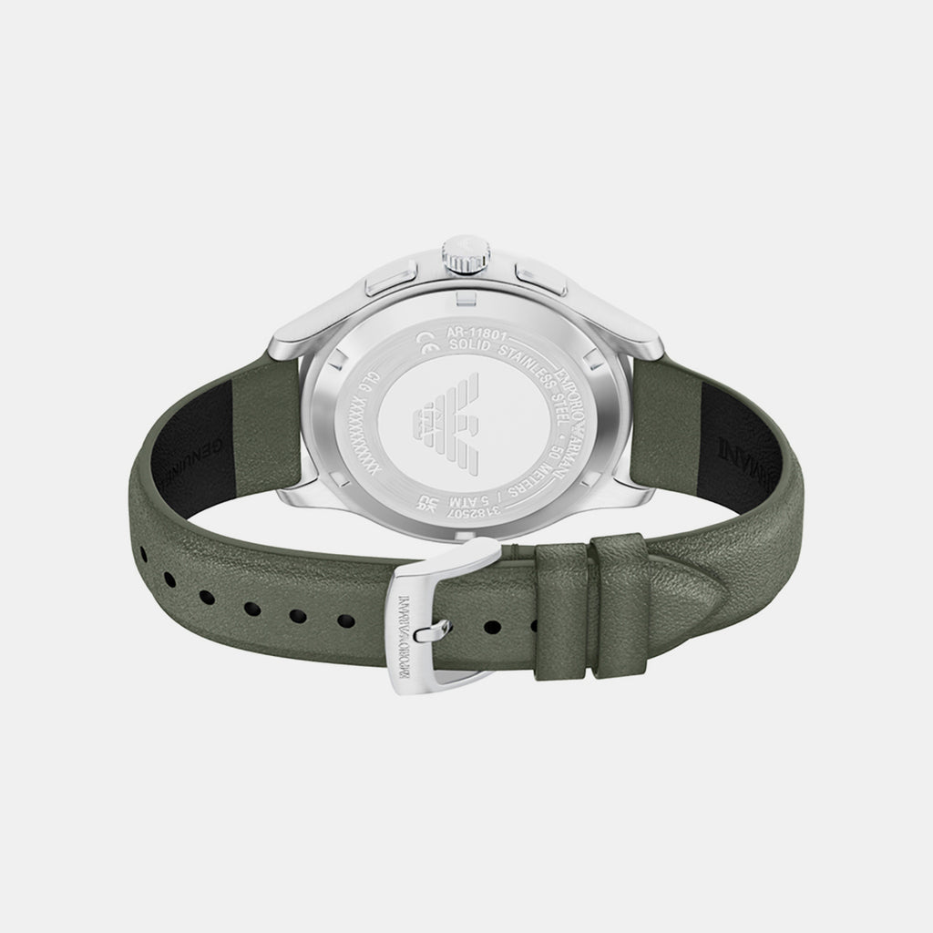 Men Quartz Ivory Dial Chronograph Leather Watch AR11801