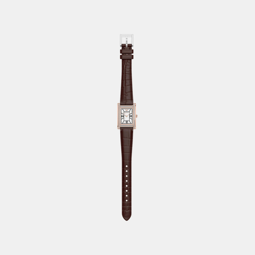 Women Quartz White Mother Of Pearl Dial Analog Leather Watch AR11804
