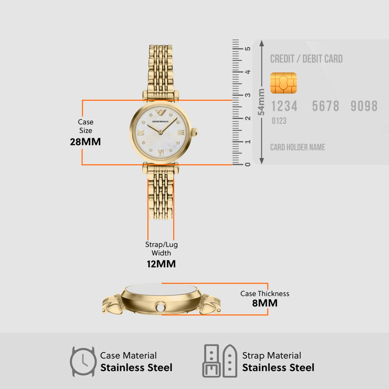 Women Quartz Mother Of Pearl Dial Analog Stainless Steel Watch AR11806