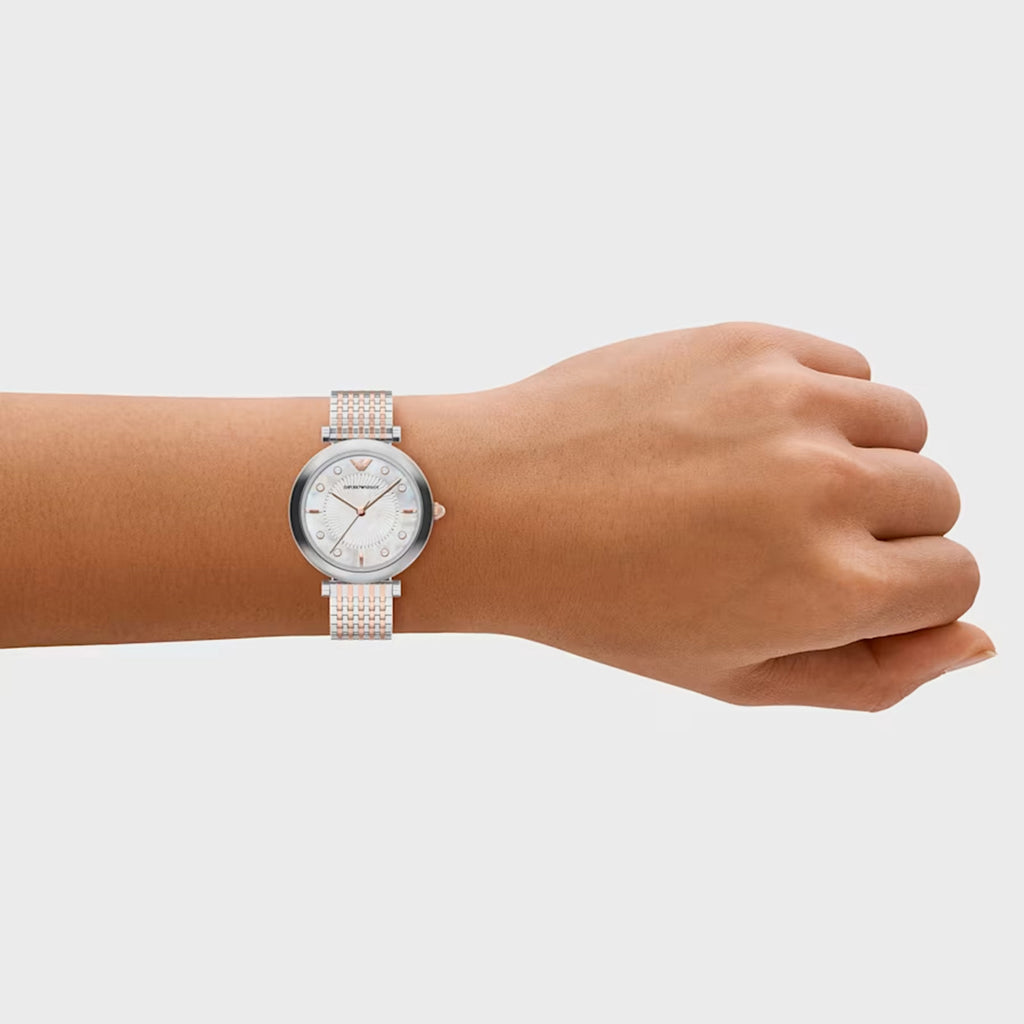 Women Quartz Mother Of Pearl Dial Analog Stainless Steel Watch AR11808