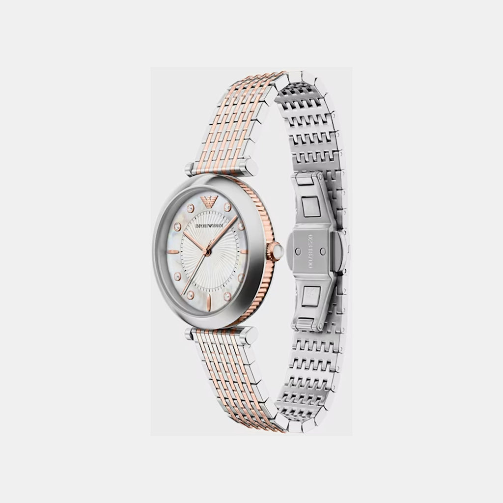 Women Quartz Mother Of Pearl Dial Analog Stainless Steel Watch AR11808