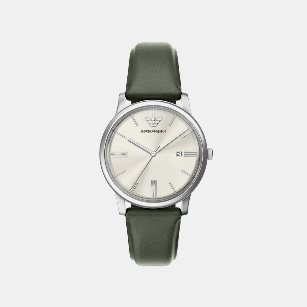 Men Quartz Cream Dial Analog Leather Watch AR11811