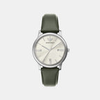 Men Quartz Cream Dial Analog Leather Watch AR11811