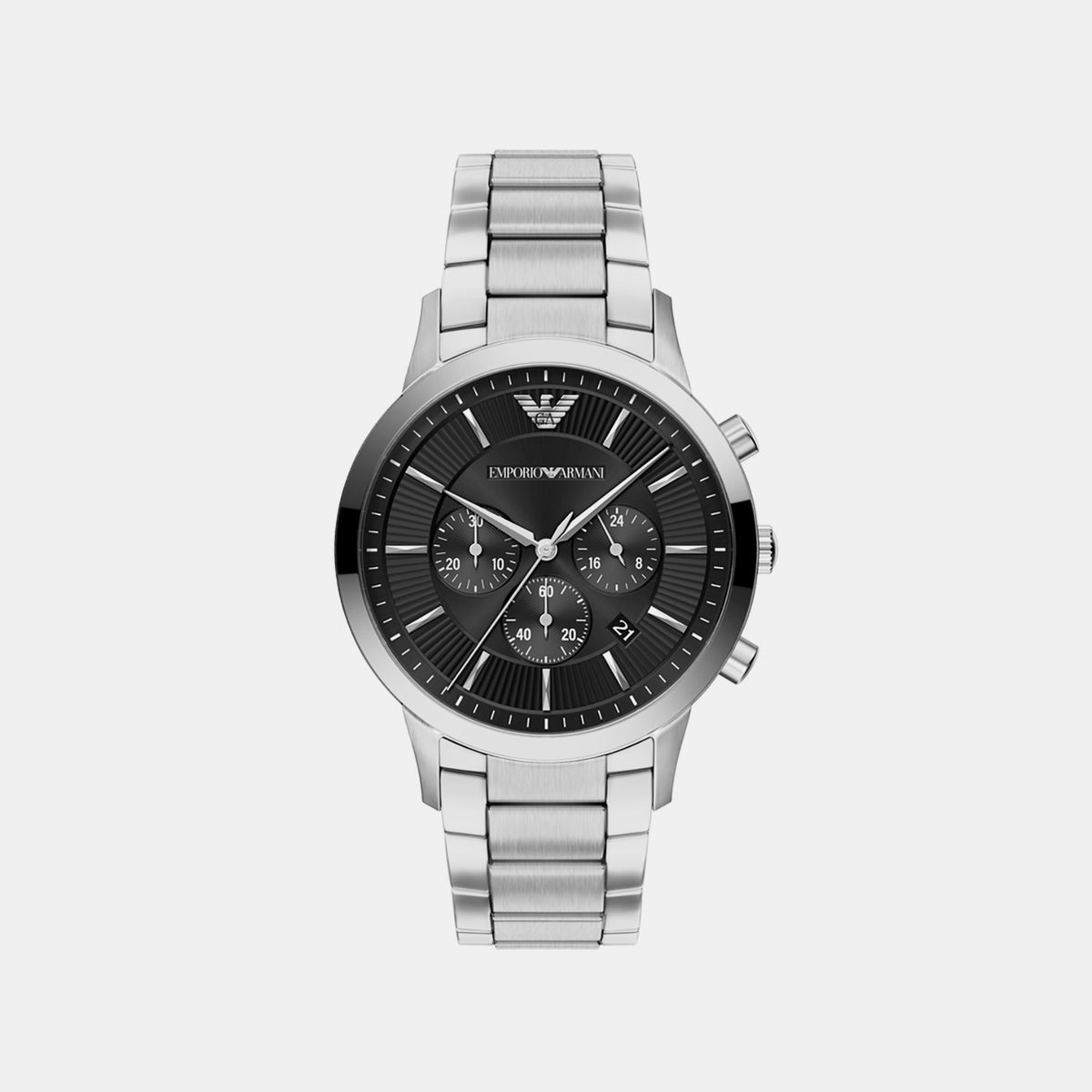 Men Quartz Black Dial Chronograph Stainless Steel Watch AR11819