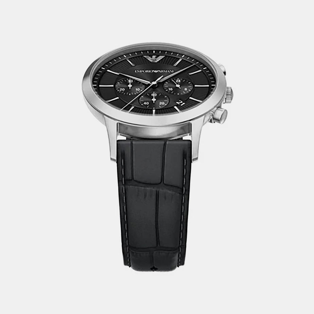 Men Quartz Black Dial Chronograph Leather Watch AR11820