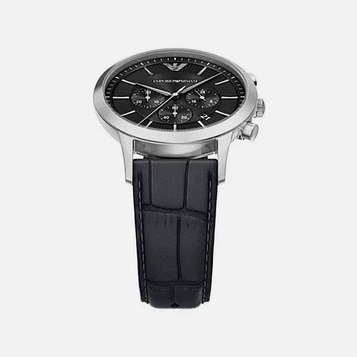 Men Quartz Black Dial Chronograph Leather Watch AR11820