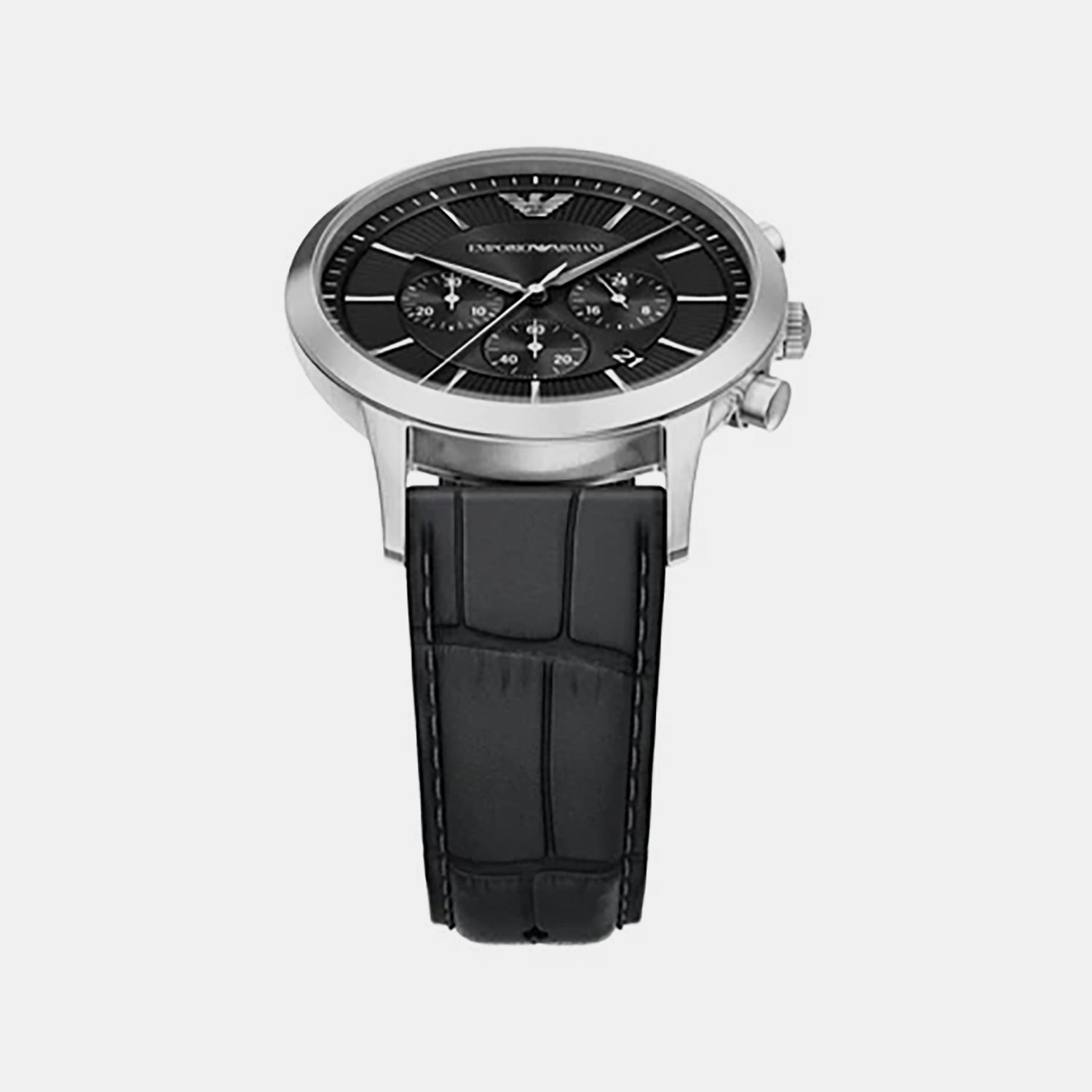 Men Quartz Black Dial Chronograph Leather Watch AR11820