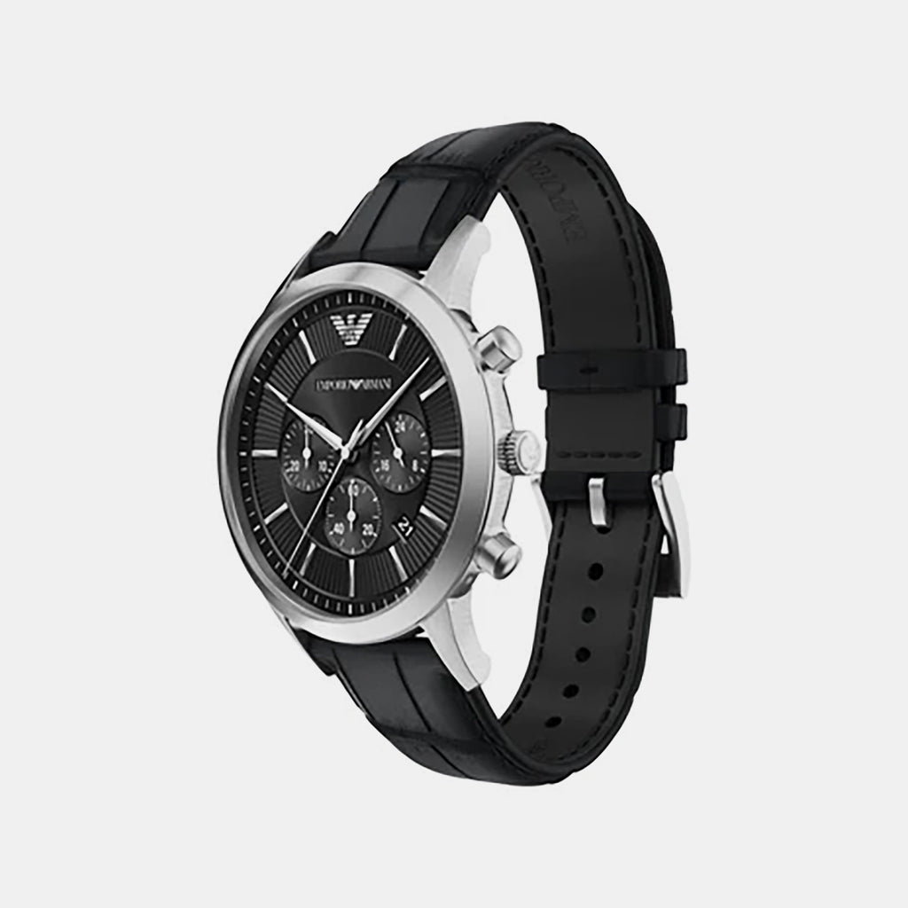 Men Quartz Black Dial Chronograph Leather Watch AR11820
