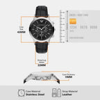 Men Quartz Black Dial Chronograph Leather Watch AR11820