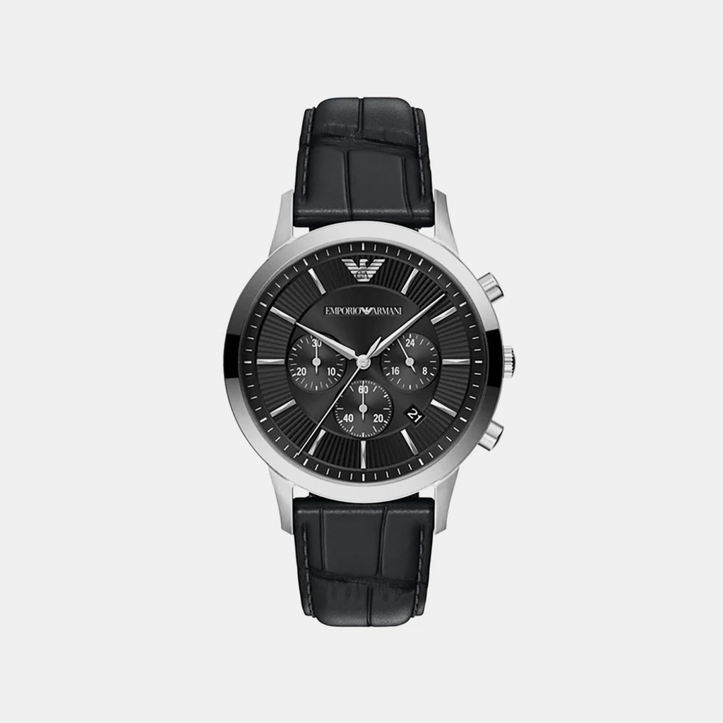 Men Quartz Black Dial Chronograph Leather Watch AR11820