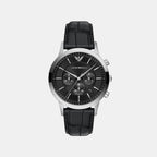 Men Quartz Black Dial Chronograph Leather Watch AR11820