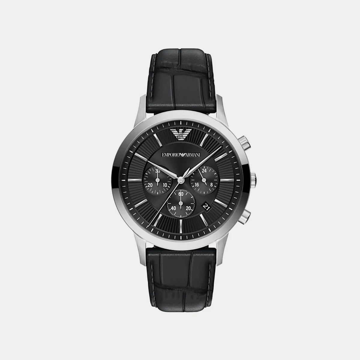 Men Quartz Black Dial Chronograph Leather Watch AR11820