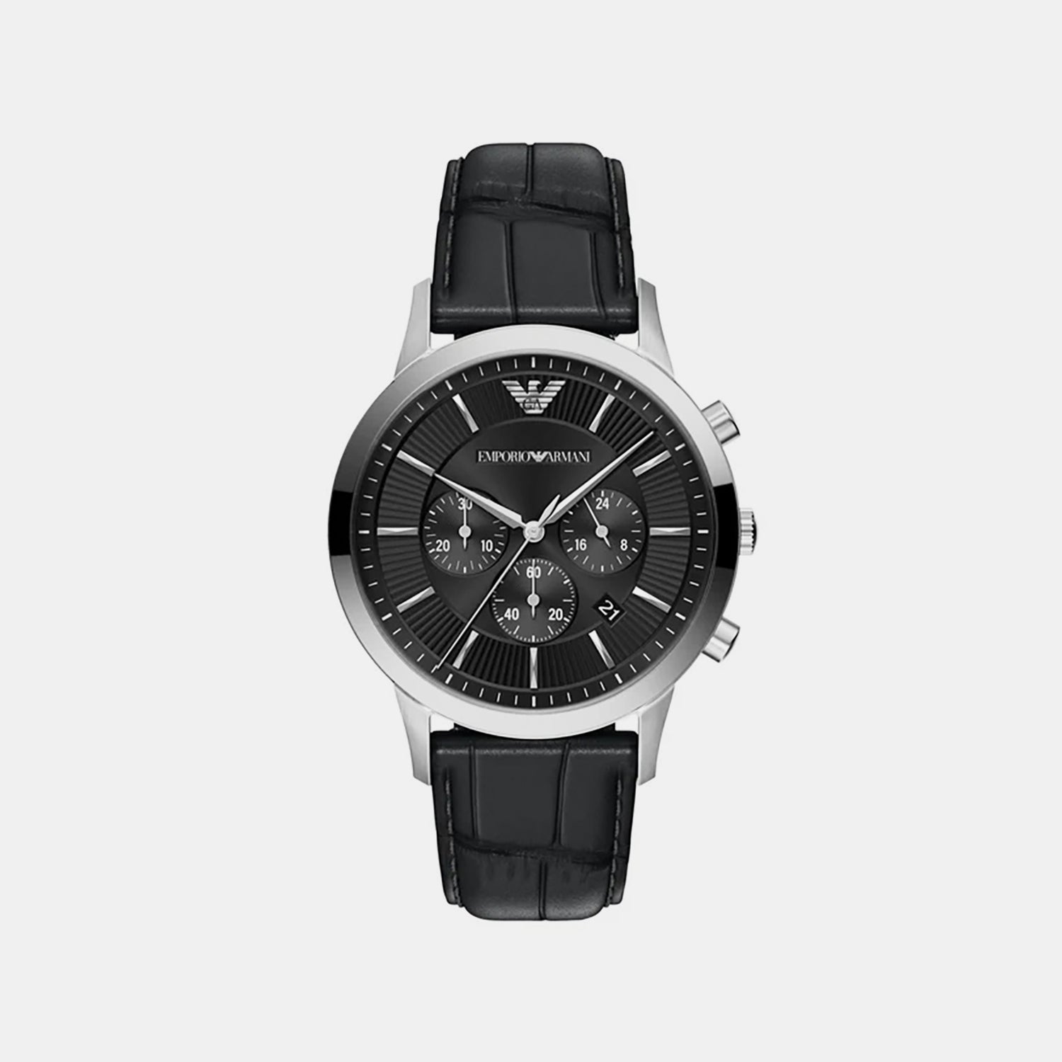 Men Quartz Black Dial Chronograph Leather Watch AR11820