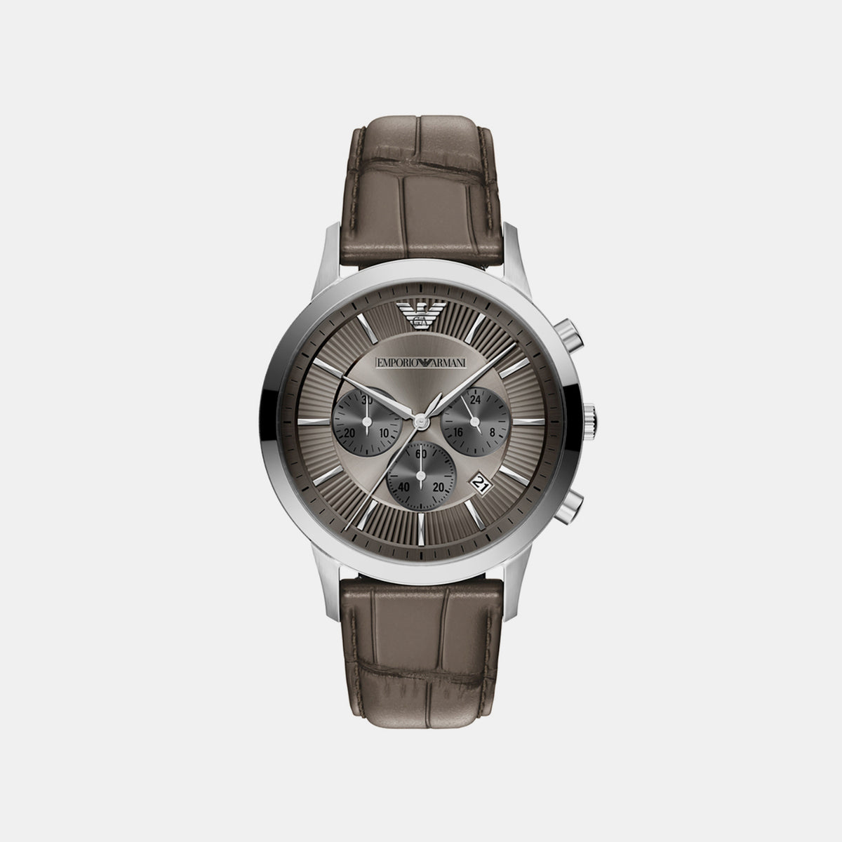 Men Quartz Grey Dial Chronograph Leather Watch AR11821