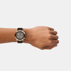 Men Quartz Brown Dial Chronograph Leather Watch AR11822