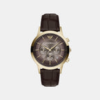 Men Quartz Brown Dial Chronograph Leather Watch AR11822