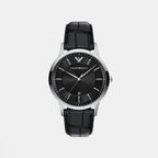 Men Quartz Black Dial Analog Leather Watch AR11826