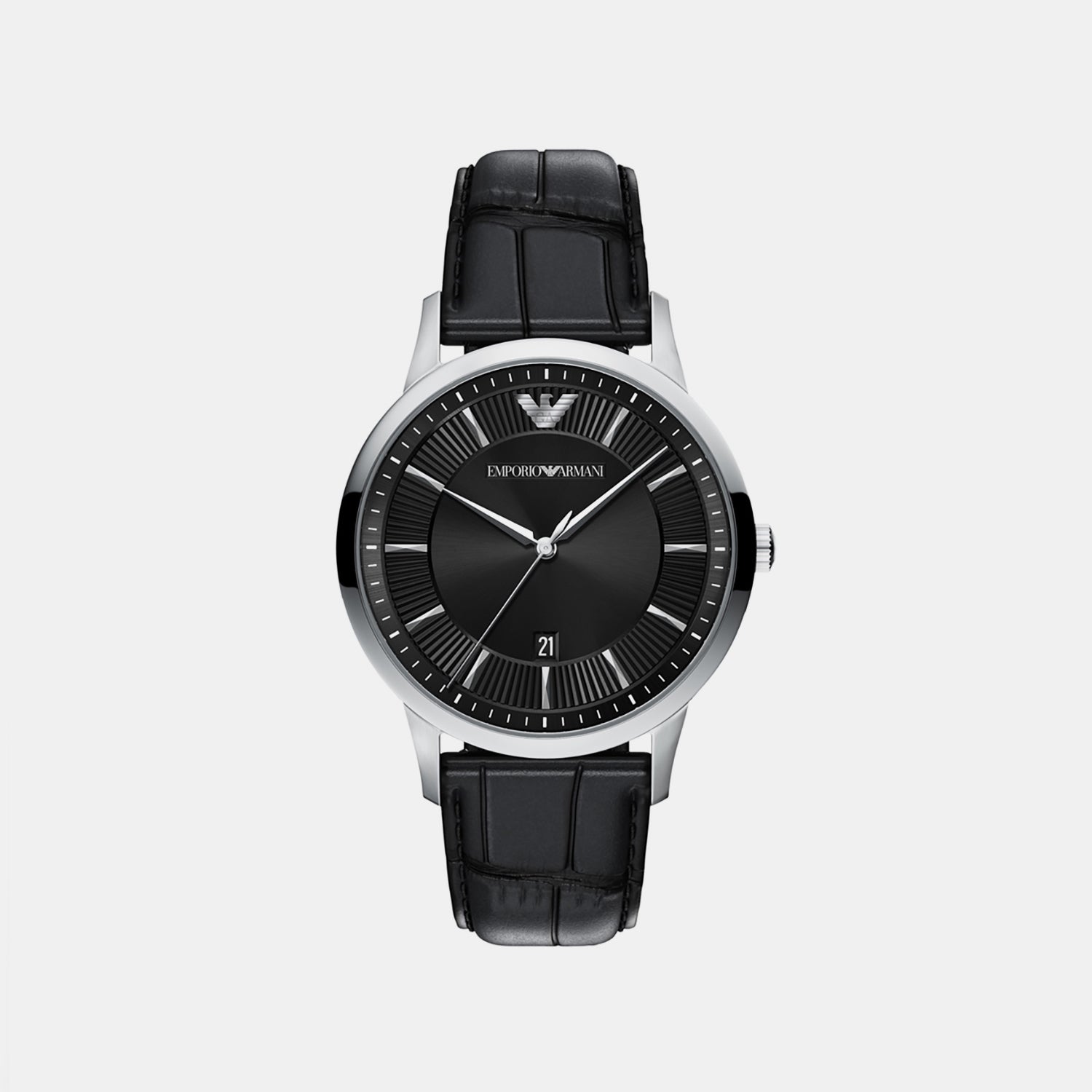 Men Quartz Black Dial Analog Leather Watch AR11826
