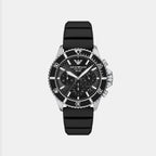 Men Solar Black Dial Chronograph Silicone Watch AR11830