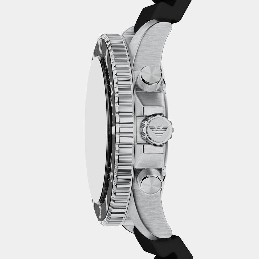 Men Solar Black Dial Chronograph Silicone Watch AR11830