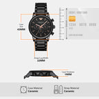 Men Quartz Black Dial Chronograph Ceramic Watch AR1509