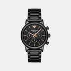 Men Quartz Black Dial Chronograph Ceramic Watch AR1509