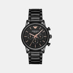 Men Quartz Black Dial Chronograph Ceramic Watch AR1509
