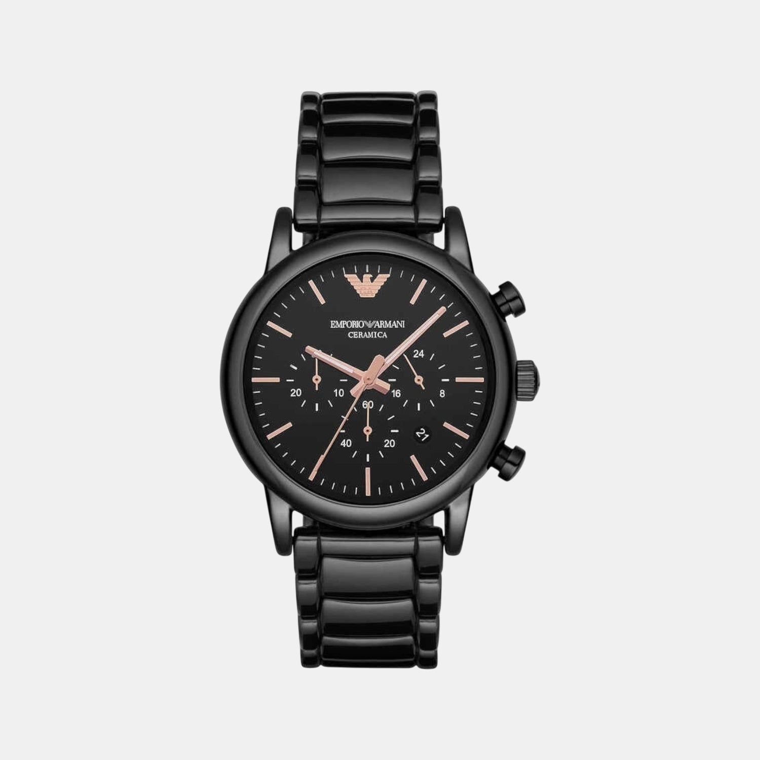 Men Quartz Black Dial Chronograph Ceramic Watch AR1509