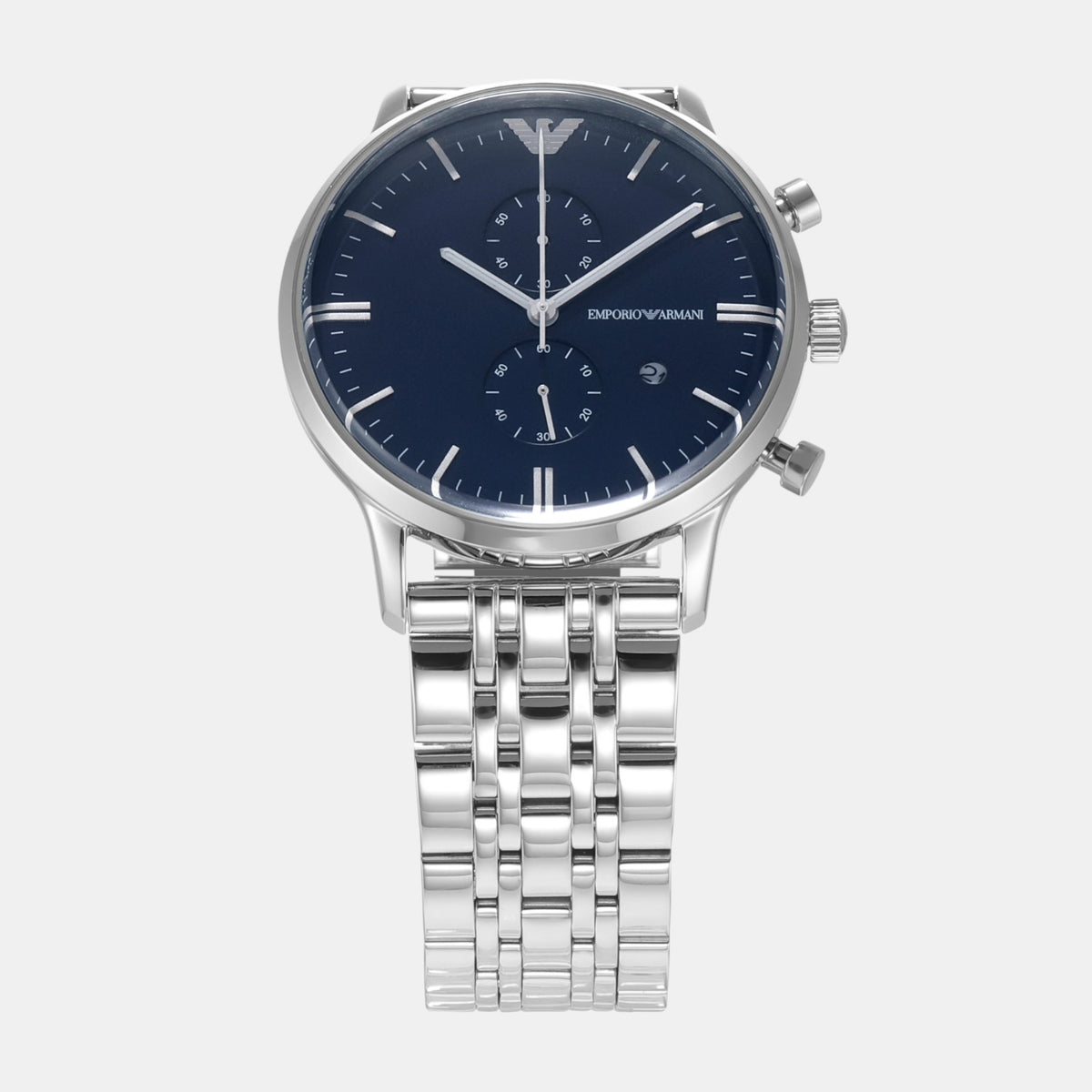 Men Quartz Blue Dial Chronograph Stainless Steel Watch AR1648