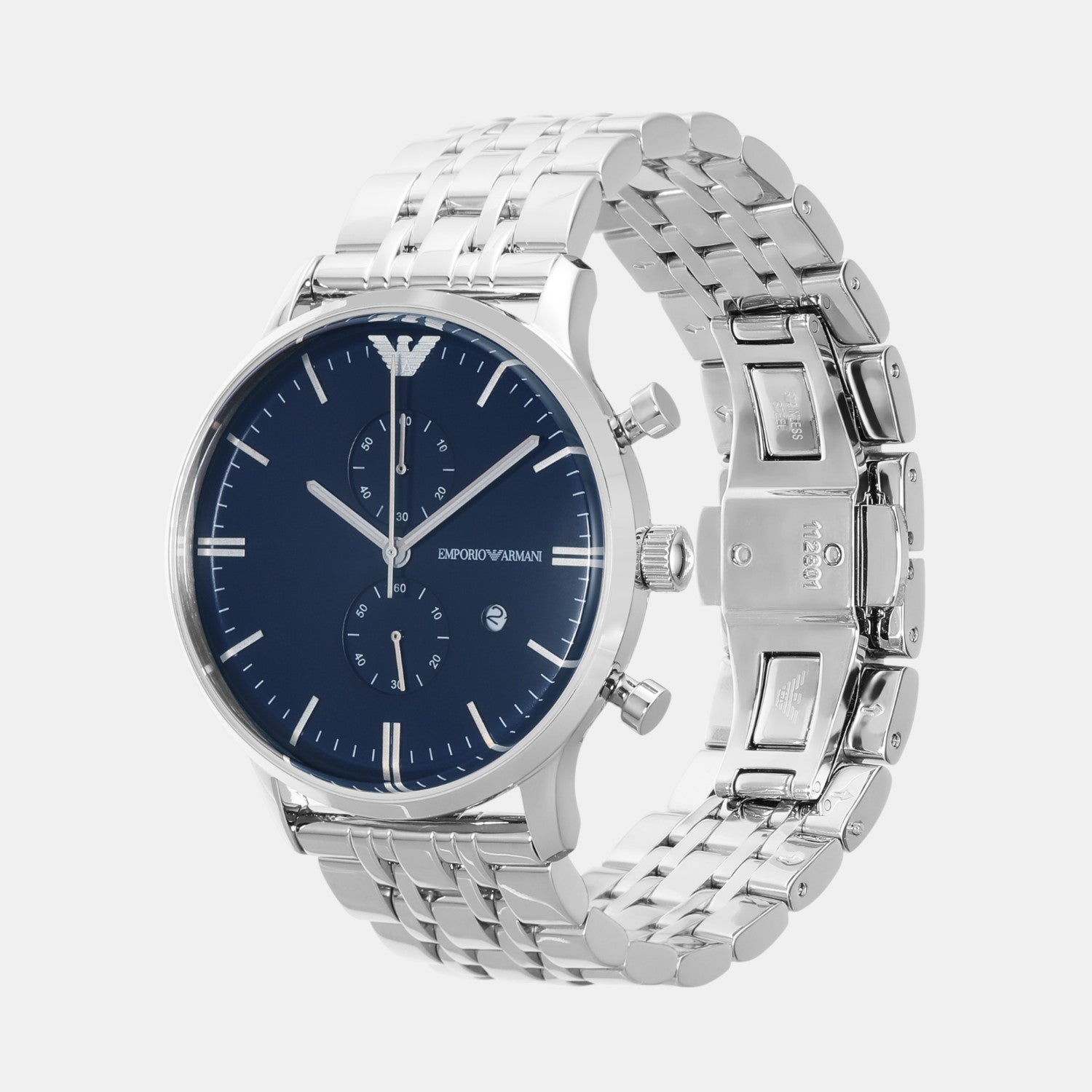 Men Quartz Blue Dial Chronograph Stainless Steel Watch AR1648