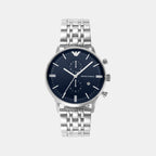 Men Quartz Blue Dial Chronograph Stainless Steel Watch AR1648