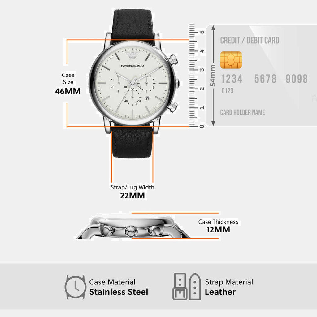 Men Quartz Silver Dial Chronograph Leather Watch AR1807