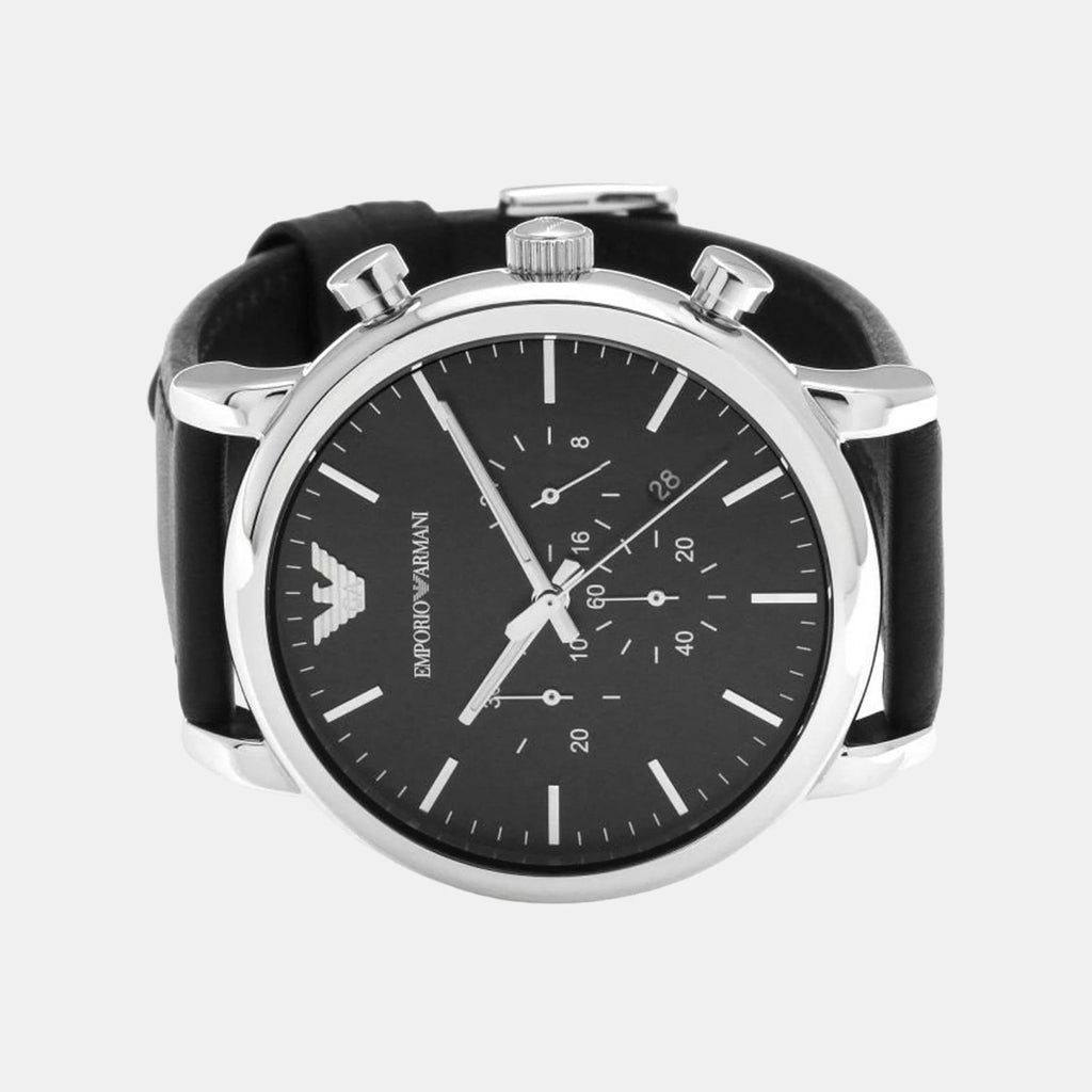 Luigi Men Quartz Black Dial Chronograph Leather Watch AR1828