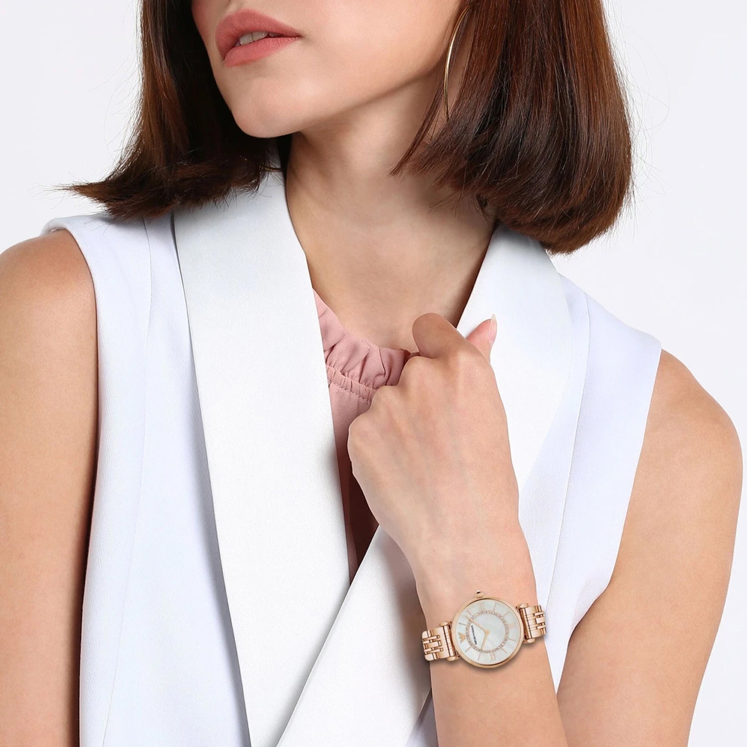 Gianni T-Bar Women Quartz White Dial Analog Stainless Steel Watch AR1909